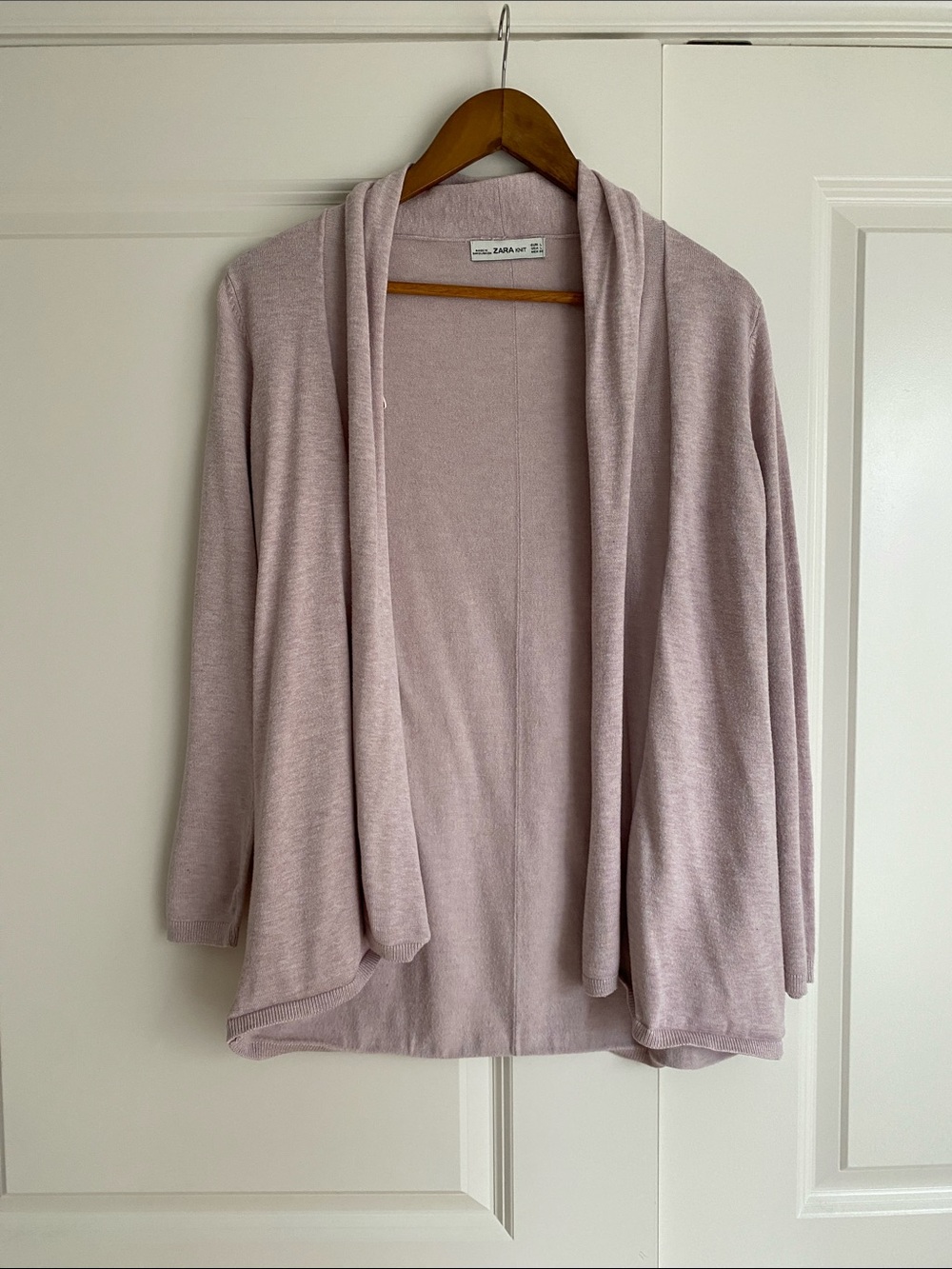 Zara Dusty Pink Open-Front Draped Cardigan